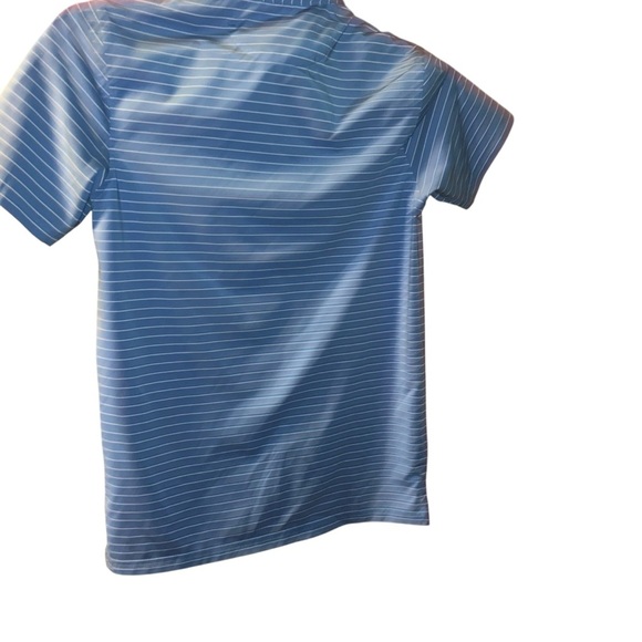 Masters Kids Youth Performance Tech blue stripe Polo Golf Shirt Large 10/12 - Picture 2 of 4